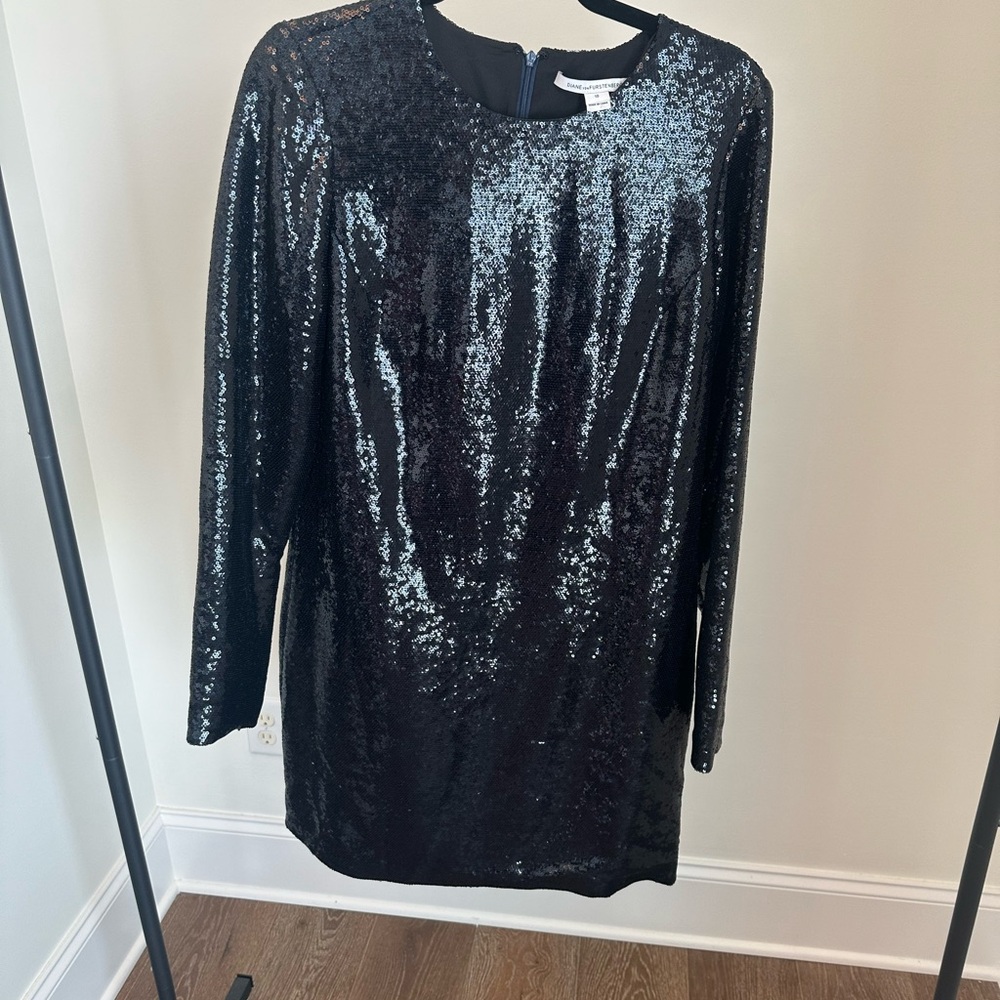 Diane Von Furstenberg Black Sequin Dress